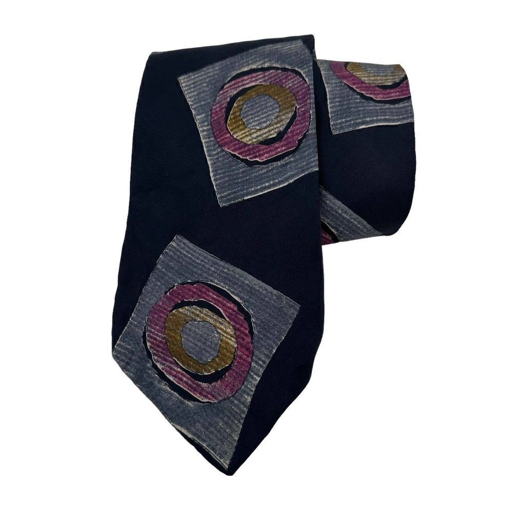 Dior Monsieur Necktie Silk Blue Abstract Art Circle Pattern Classic Designer Tie